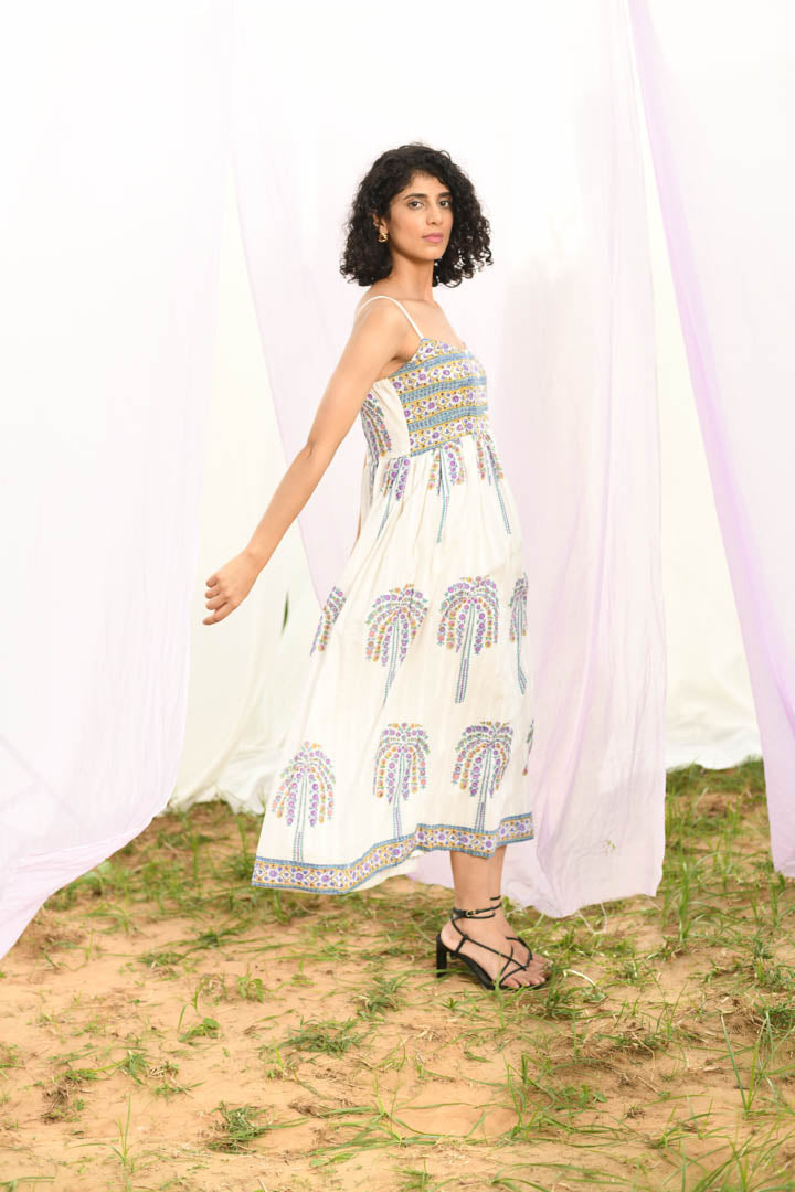 House of Prints | Dress | Hand block print | white | brunch | vacation | cotton