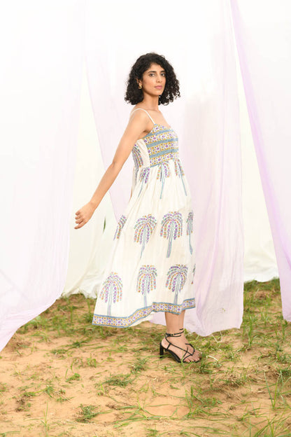 House of Prints | Dress | Hand block print | white | brunch | vacation | cotton