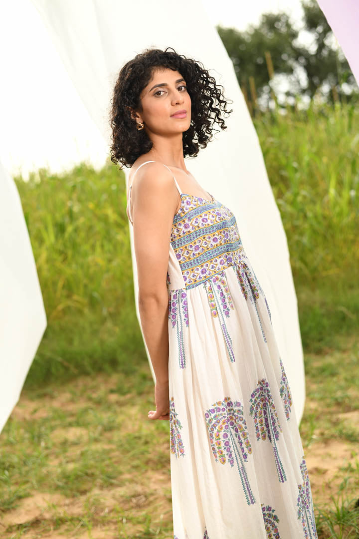 House of Prints | Dress | Hand block print | casual | brunch | white | cotton 
